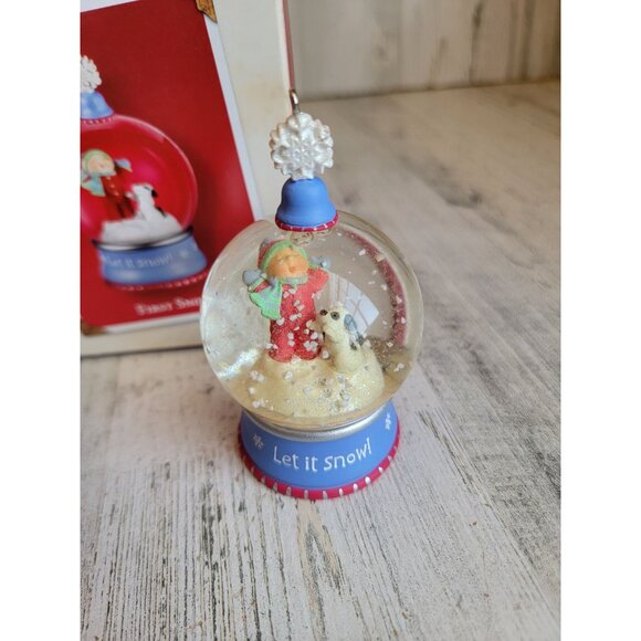 Hallmark first snow snow globe dog kid ornament Xmas - Picture 2 of 7